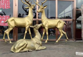 小區(qū)馴鹿雕塑，拉絲海洋雕塑，抽象效果