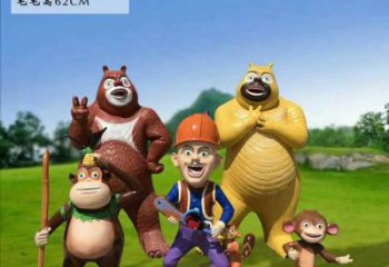 售樓部維尼熊雕塑，噴砂發(fā)光雕塑，彩繪題材