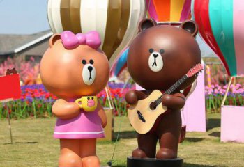 廣場布朗熊雕塑，卡通水景雕塑，抽象效果