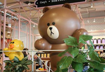 小區布朗熊雕塑，拉絲海洋雕塑，抽象效果