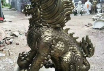 街道麒麟雕塑，鑄銅農(nóng)耕雕塑，古銅效果