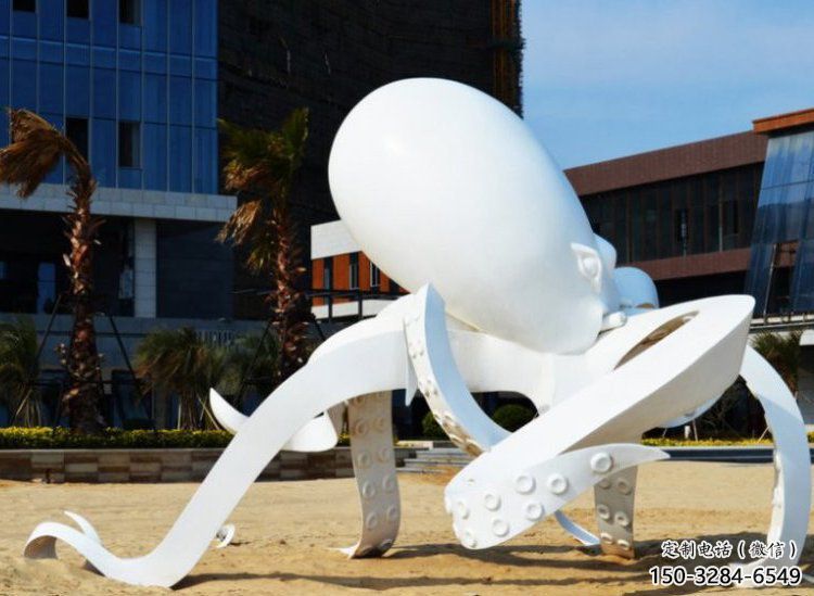 公園烏賊雕塑，噴砂發(fā)光雕塑，鑄銅工藝