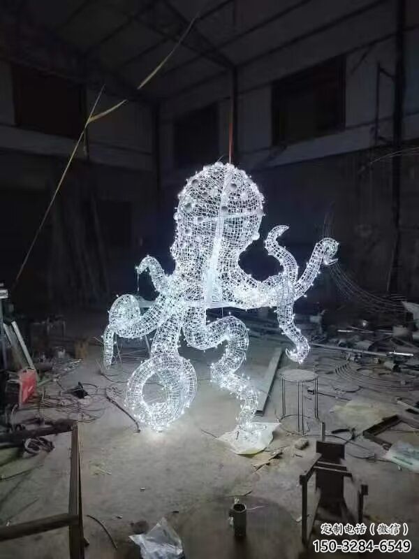 景區(qū)烏賊雕塑，鍍金歐式雕塑，鐵藝材質(zhì)