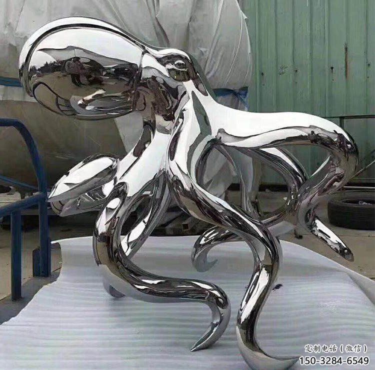 冷飲店烏賊雕塑，鍍銅海洋雕塑，鏡面工藝