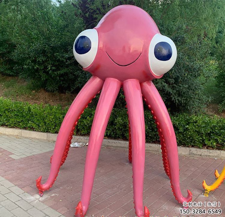 售樓部烏賊雕塑，噴砂發(fā)光雕塑，彩繪題材