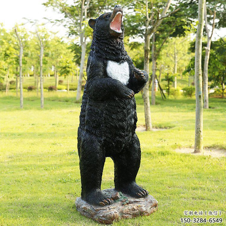 室內(nèi)黑熊雕塑，拉絲動物雕塑，抽象效果