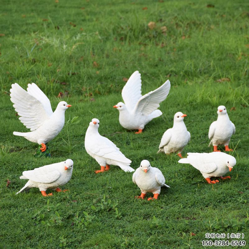 鴿子雕塑，鍍銅鳥類雕塑，鏡面工藝