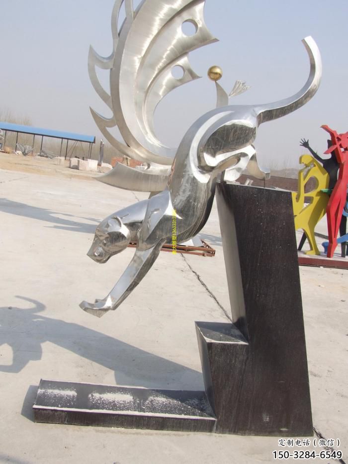 公園獵豹雕塑，噴砂發光雕塑，鍛造工藝