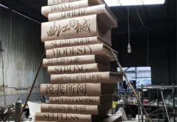 景區(qū)書籍雕塑，鍍金歐式雕塑，鐵藝材質