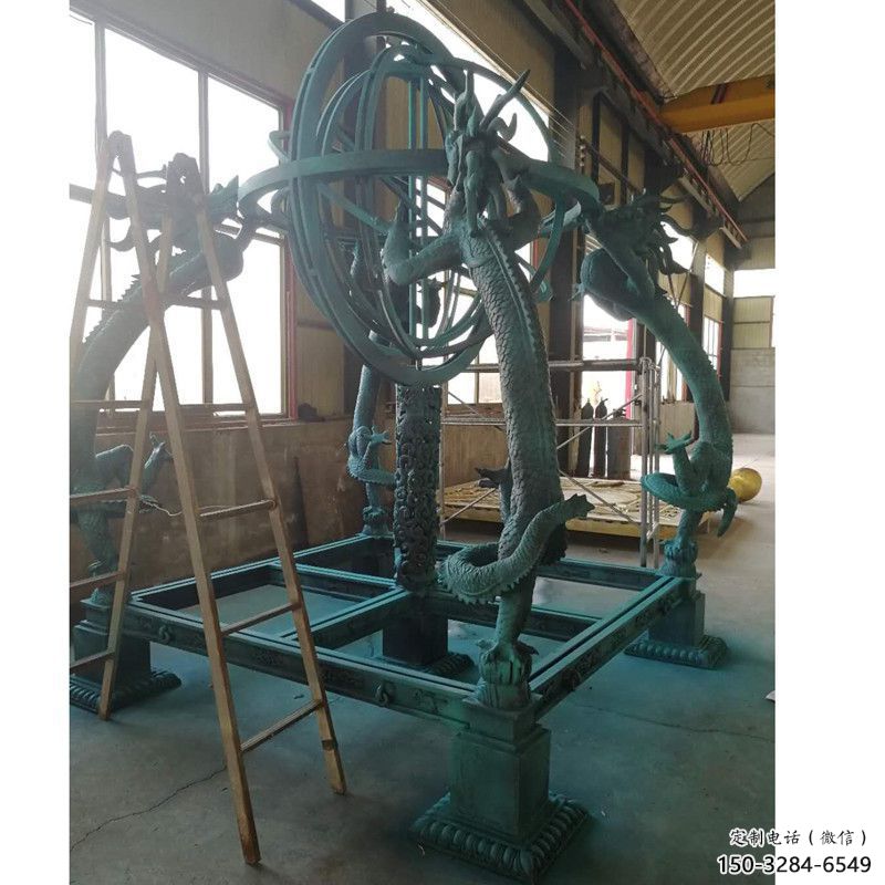 步行街渾天儀雕塑，鍛造景觀雕塑，噴漆方式