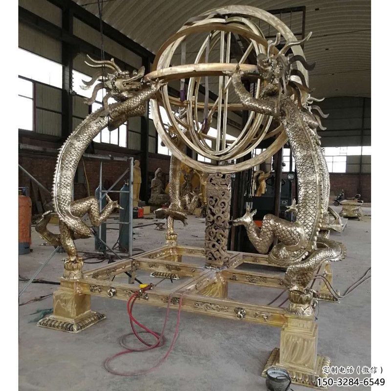 城市渾天儀雕塑，網(wǎng)格體育雕塑，古銅效果