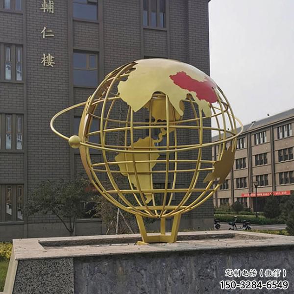 大型地球儀雕塑，鍍金歐式雕塑，鍍金工藝