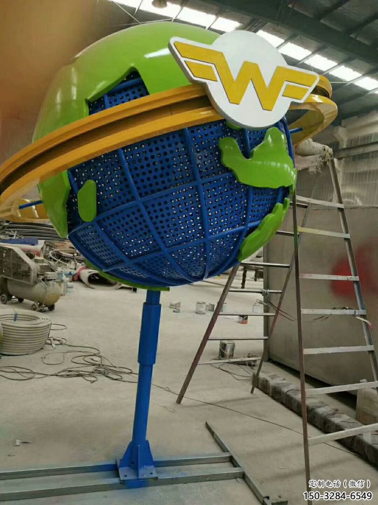 農村地球儀雕塑，鏤空景觀雕塑，抽象效果