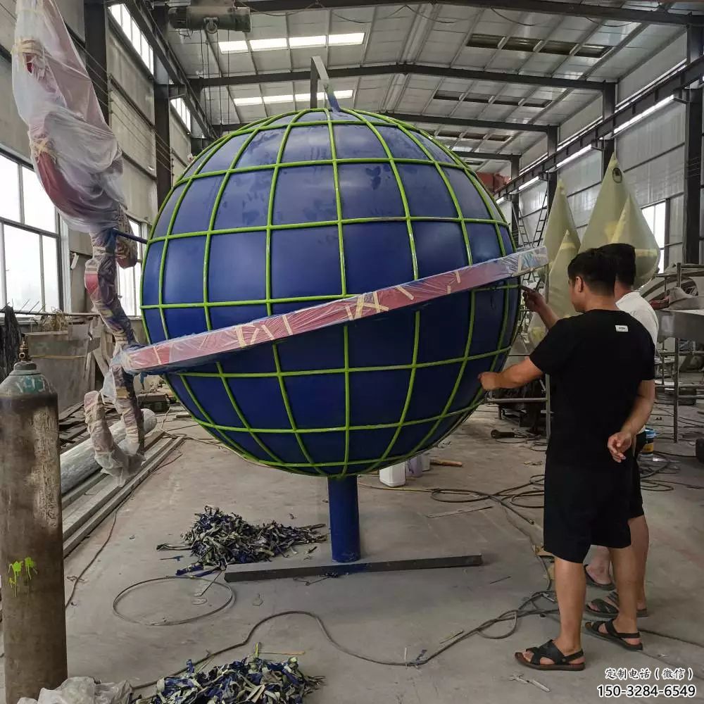 室內地球儀雕塑，拉絲景觀雕塑，抽象效果