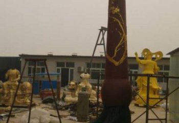 街道毛筆雕塑，鍛造景觀雕塑，古銅效果