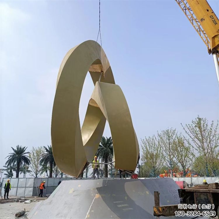 室內圓環(huán)雕塑，拉絲景觀雕塑，抽象效果