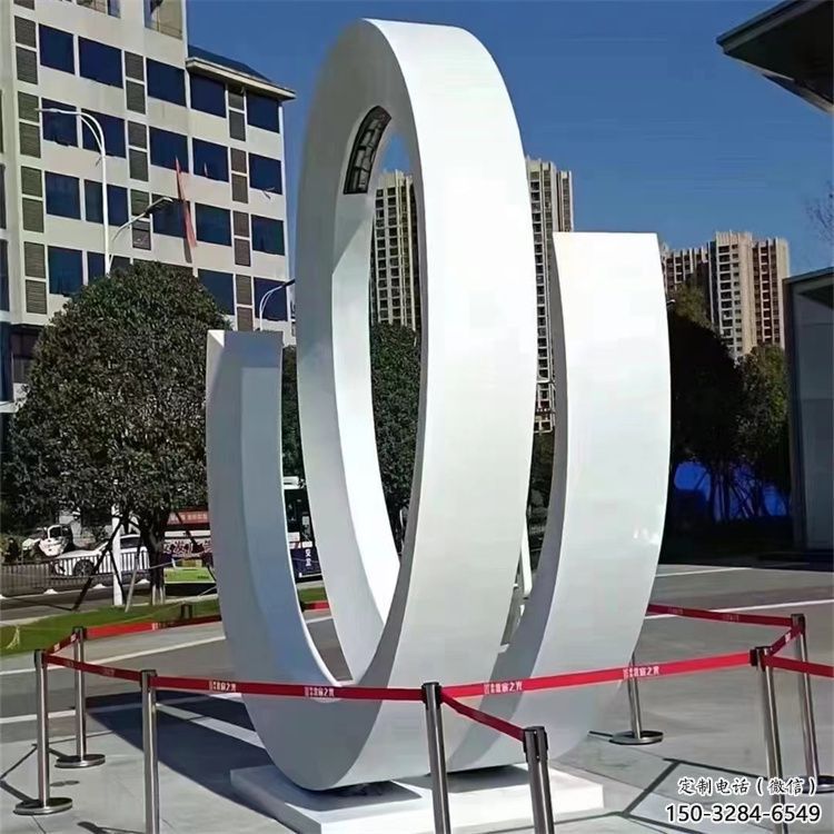 售樓部圓環雕塑，噴砂發光雕塑，烤漆題材