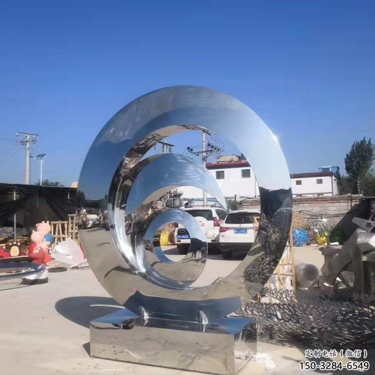 景區圓環雕塑，鏡面歐式雕塑，鐵藝材質