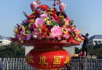 景區花籃雕塑，仿真歐式雕塑，鐵藝材質