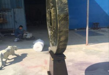 城市銅錢雕塑，仿古標(biāo)識雕塑，古銅效果