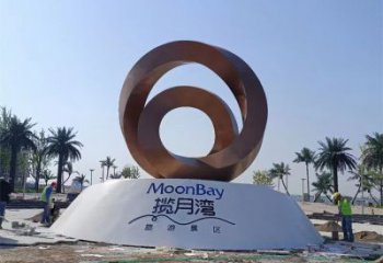 街道圓環(huán)雕塑，鍛造景觀雕塑，古銅效果