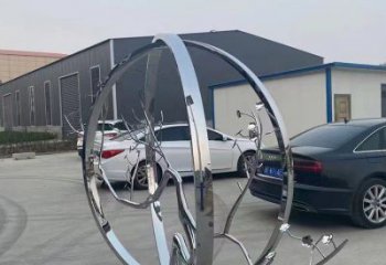 城市圓環雕塑，網格景觀雕塑，拋光效果