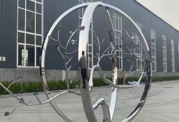 庭院圓環雕塑，鏡面歐式雕塑，網格形式