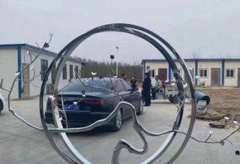 圓環雕塑，鏤空景觀雕塑，抽象效果