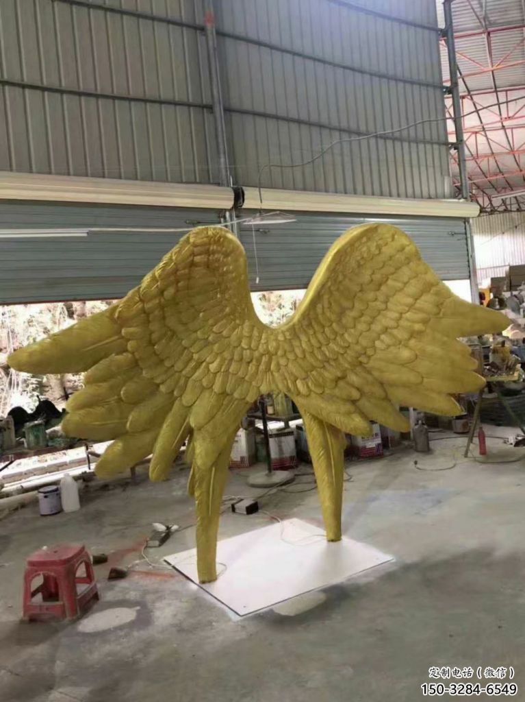 翅膀雕塑，鏤空景觀雕塑，抽象效果