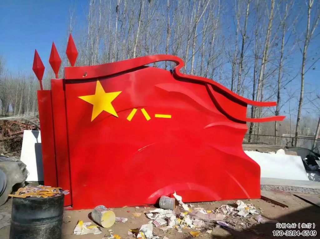 酒店旗幟雕塑，戶外革命雕塑，革命擺件