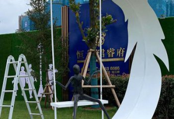 幾何羽毛雕塑 發(fā)光公園小品 大門口雕塑