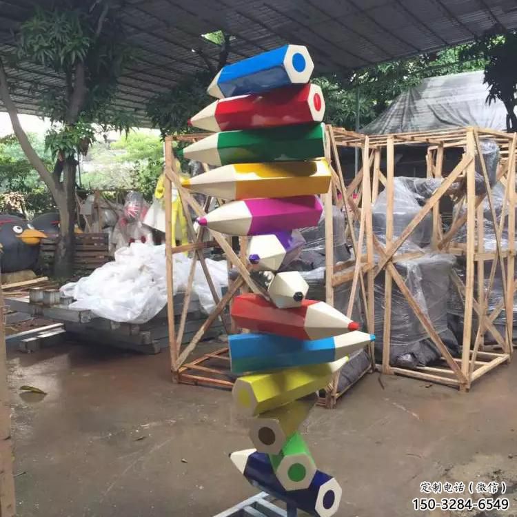 大型商場(chǎng)鉛筆雕塑 仿真景觀擺件 鏡面雕塑