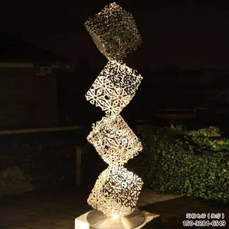 村口積木雕塑 啞光景觀(guān)擺件 公園雕塑