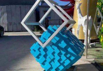 農村積木雕塑 抽象藝術擺件 烤漆雕塑