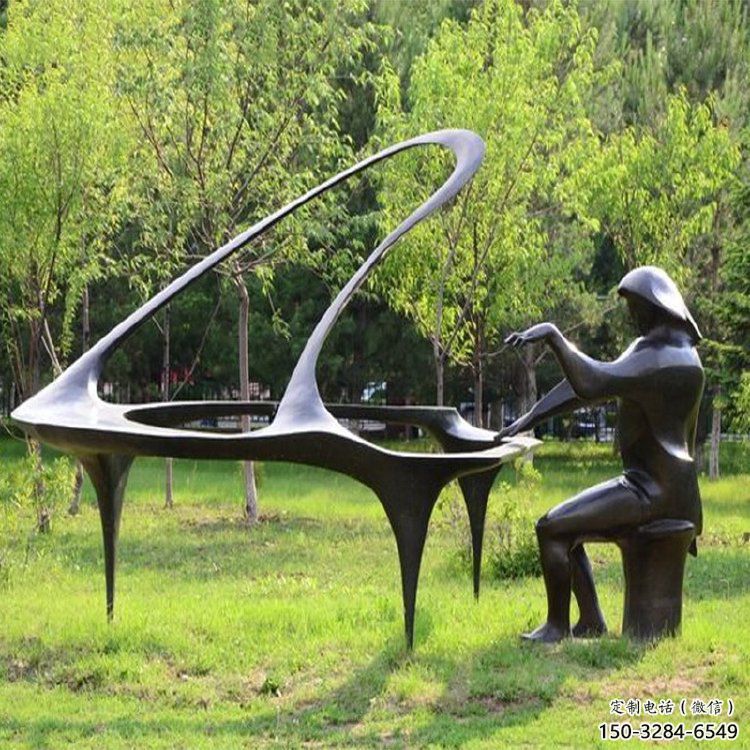 彩繪鋼琴雕塑 懸空餐飲店擺件 街頭雕塑