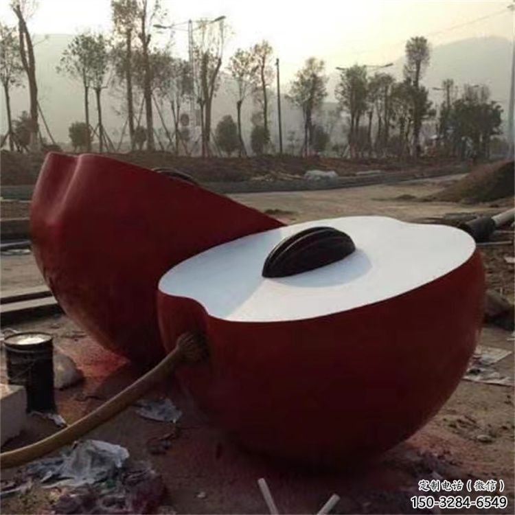 廣場(chǎng)蘋果雕塑 抽象果蔬雕塑 烤漆水果雕塑