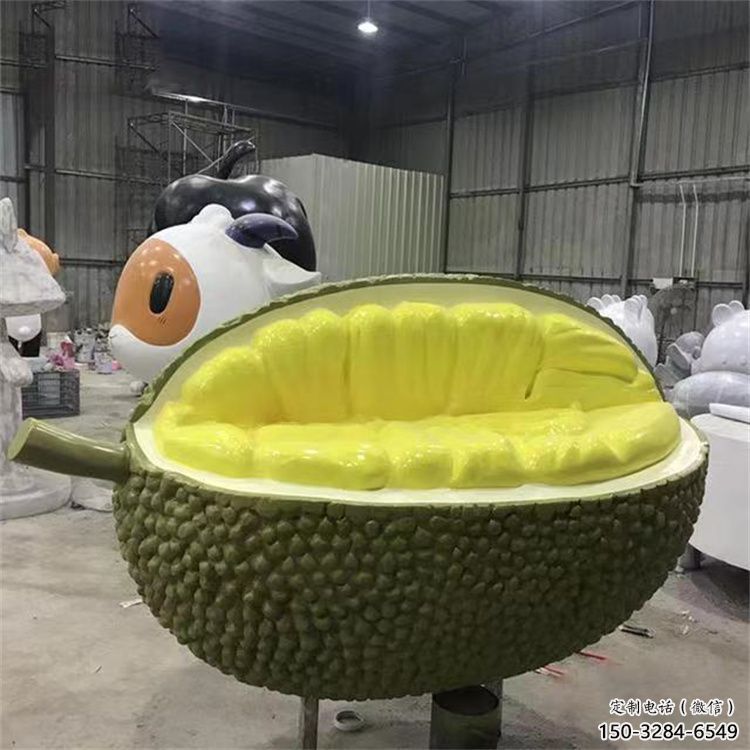 村口榴蓮雕塑 仿真果蔬雕塑 公園水果雕塑