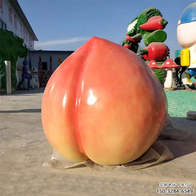 室內(nèi)水蜜桃雕塑 仿真景觀水果雕塑 大型果蔬雕塑