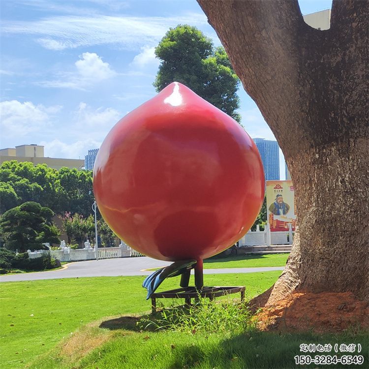 大型桃子雕塑 歐式步行街水果雕塑 彩繪果蔬雕塑