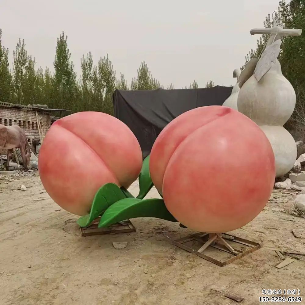 房地產(chǎn)桃子雕塑 現(xiàn)代景觀水果雕塑 幾何果蔬雕塑