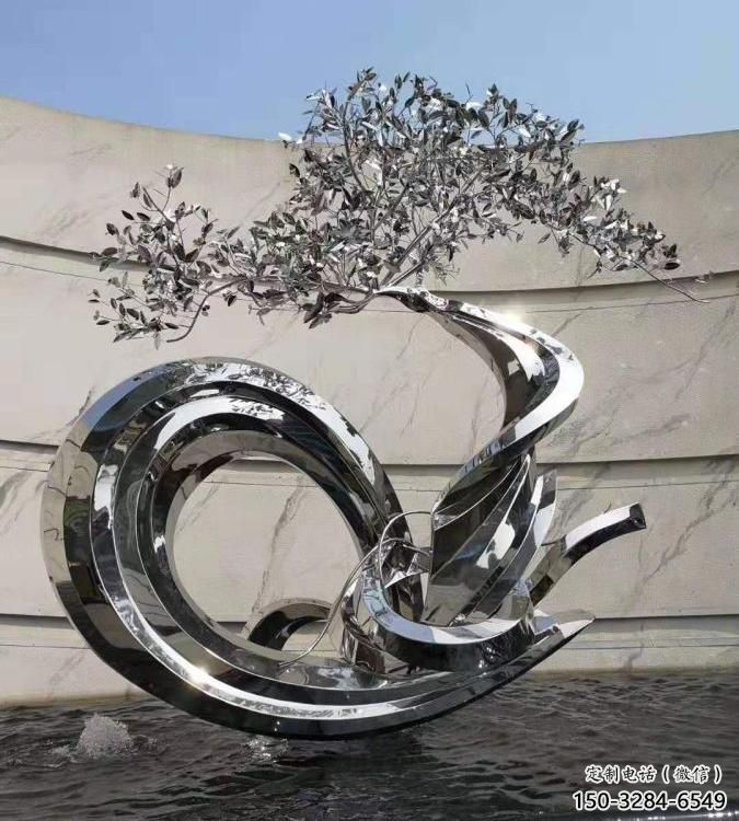 商業街松樹雕塑 烤漆大樹雕塑 彩繪植物雕塑