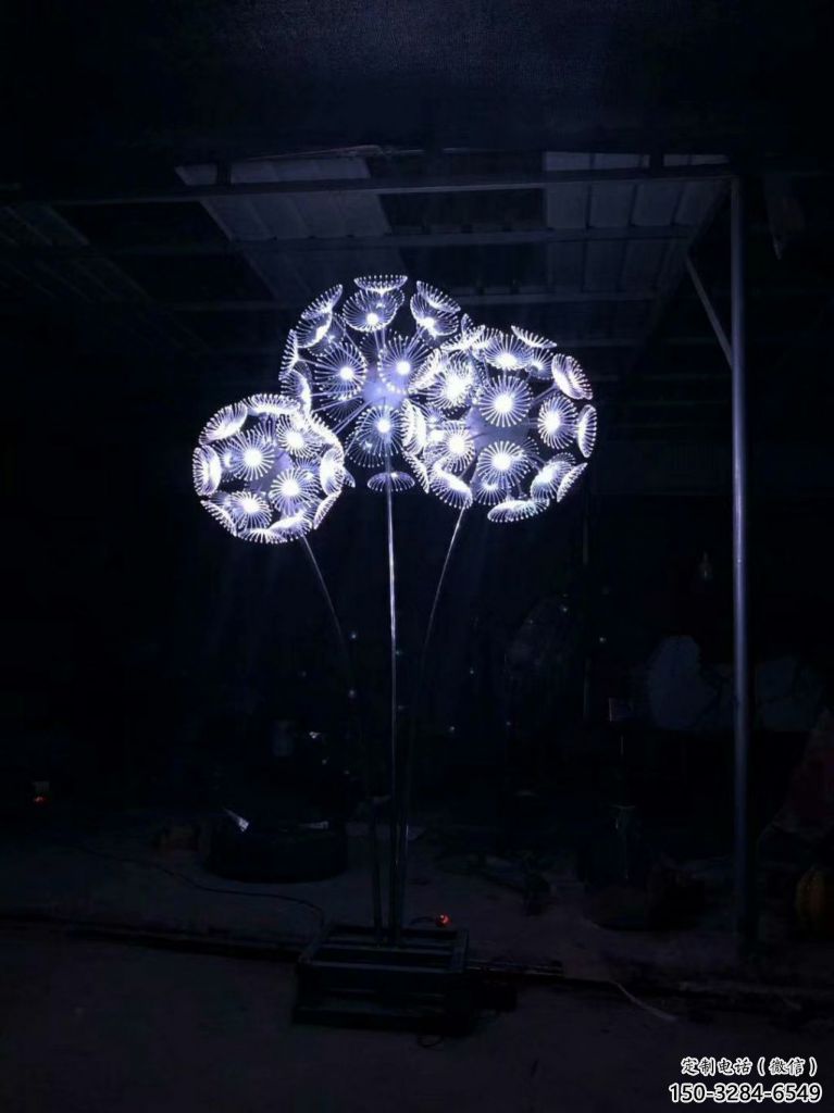 戶外蒲公英雕塑 噴漆花卉雕塑 燈光植物雕塑