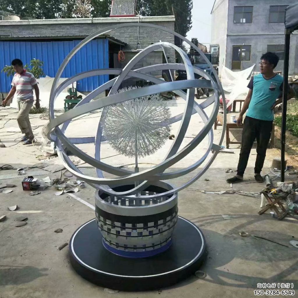 街頭蒲公英雕塑 大型別墅區花卉雕塑 鋼管植物雕塑