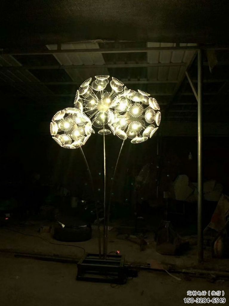 蒲公英雕塑 電鍍現代花卉雕塑 公園植物雕塑