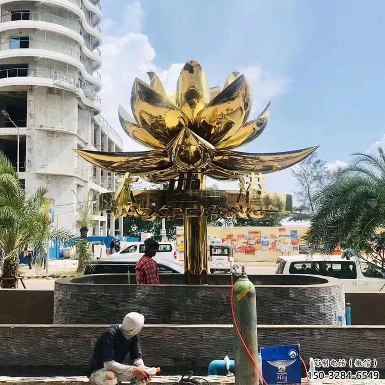 大門口紫荊花雕塑 發光公園花卉雕塑 仿真花朵雕塑