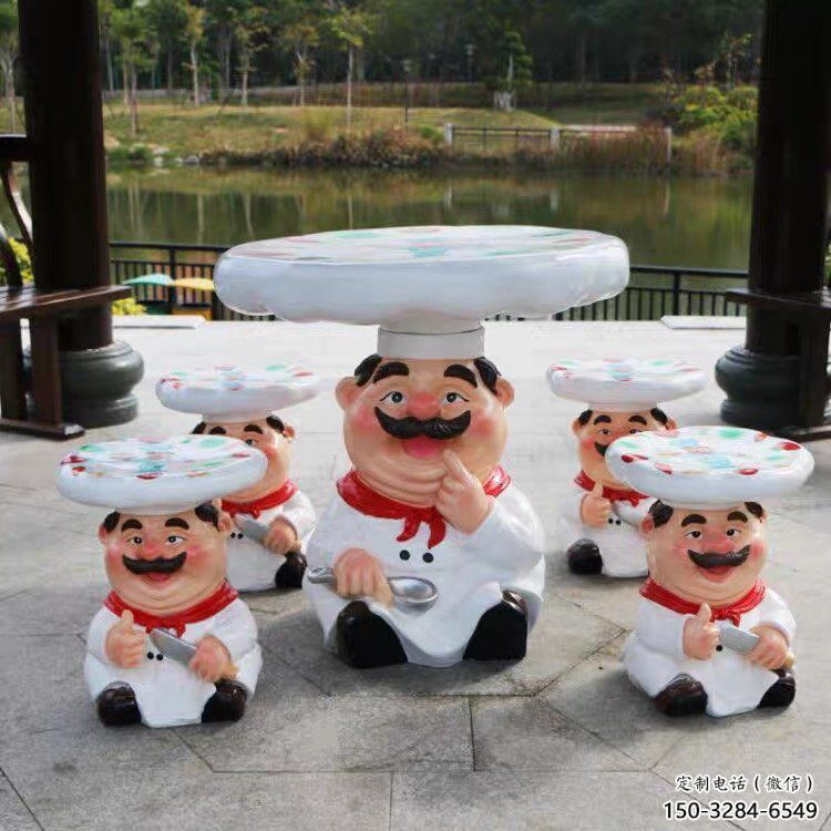 彩繪廚師雕塑 懸空餐飲店卡通雕塑 街頭動漫雕塑