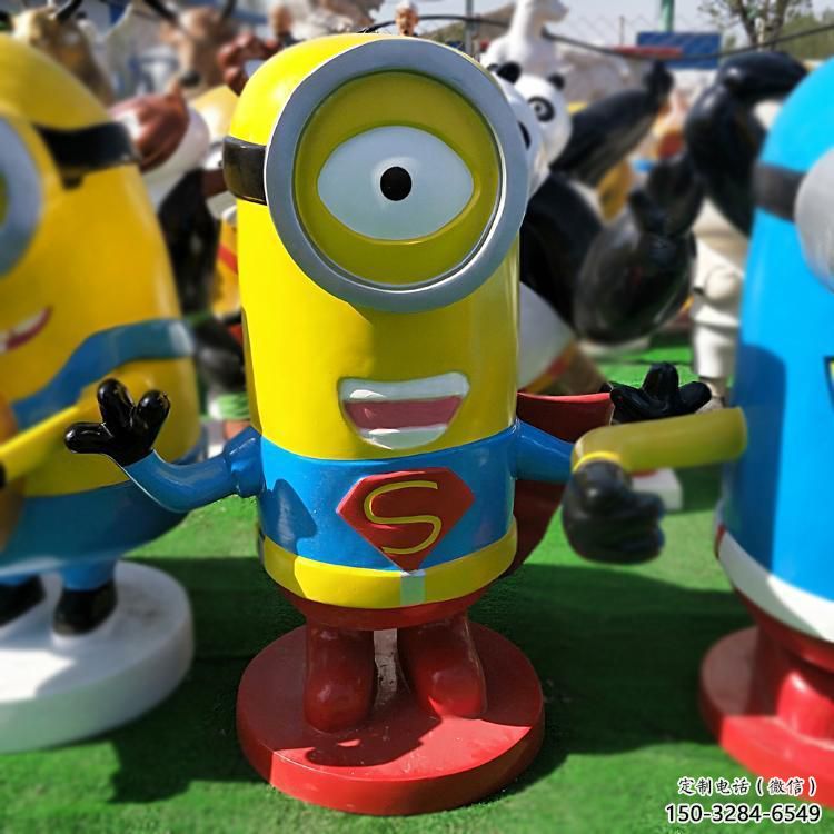 商業(yè)街小黃人雕塑 烤漆卡通雕塑 彩繪動(dòng)漫雕塑