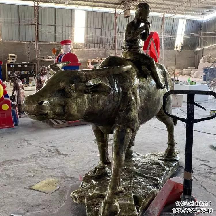 街頭牧童雕塑廠家 大型別墅區民俗雕塑 鋼管鑄銅雕塑