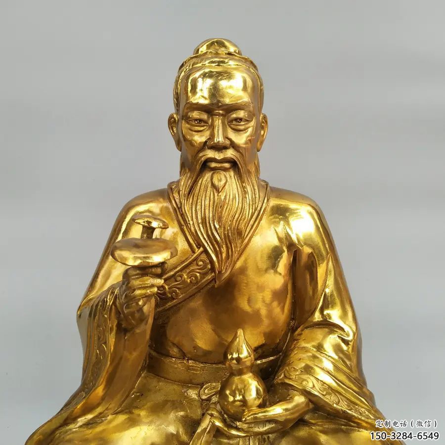 鑄銅扁鵲雕塑 黃銅名醫雕塑 步行街藥王雕塑