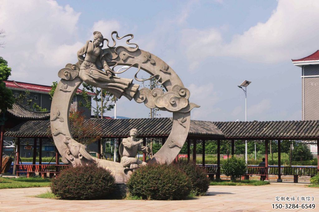 現代牛郎織女雕塑 大型神話雕塑 鏡面雕塑